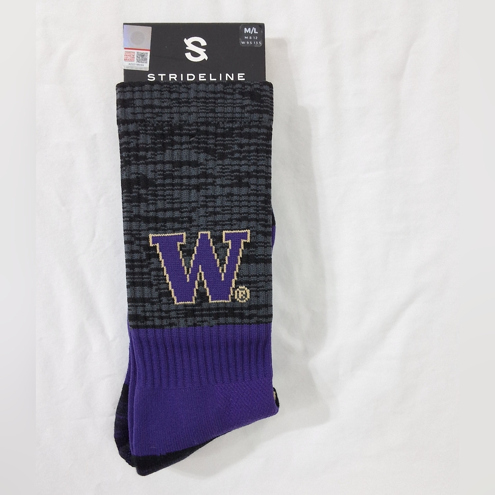 Washington Huskies Strideline NCAA Full Knit Crew Socks, Size M/L, New With Tag